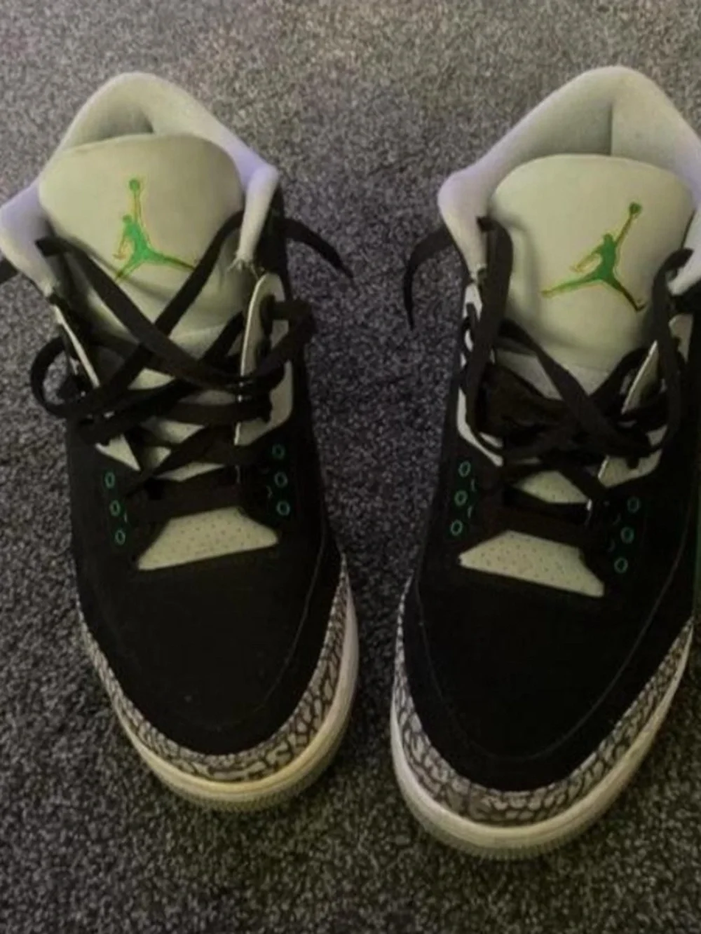 Jordan Kids Black Sneakers with Green Jumpman Accent